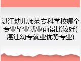 湛江幼儿师范专科学校哪个专业毕业就业前景比较好(湛江幼专就业优势专业)