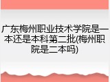 广东梅州职业技术学院是一本还是本科第二批(梅州职院是二本吗)