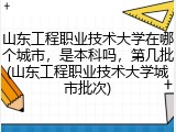 山东工程职业技术大学在哪个城市，是本科吗，第几批(山东工程职业技术大学城市批次)