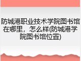 防城港职业技术学院图书馆在哪里，怎么样(防城港学院图书馆位置)