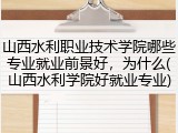山西水利职业技术学院哪些专业就业前景好，为什么(山西水利学院好就业专业)