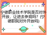 宁德职业技术学院是否对外开放，让进去参观吗？(宁德职院对外开放吗)