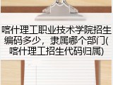 喀什理工职业技术学院招生编码多少，隶属哪个部门(喀什理工招生代码归属)