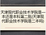 天津现代职业技术学院是一本还是本科第二批(天津现代职业技术学院是二本吗)