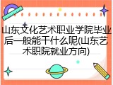山东文化艺术职业学院毕业后一般能干什么呢(山东艺术职院就业方向)
