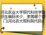 河北农业大学现代科技学院招生编码多少，隶属哪个部门(河北农大现科院代码)