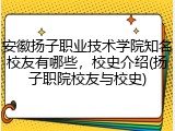 安徽扬子职业技术学院知名校友有哪些，校史介绍(扬子职院校友与校史)