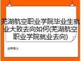 芜湖航空职业学院毕业生就业大致去向如何(芜湖航空职业学院就业去向)