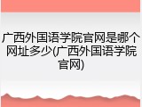广西外国语学院官网是哪个网址多少(广西外国语学院官网)