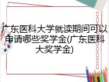 广东医科大学就读期间可以申请哪些奖学金(广东医科大奖学金)