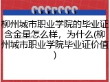 柳州城市职业学院的毕业证含金量怎么样，为什么(柳州城市职业学院毕业证价值)