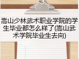 嵩山少林武术职业学院的学生毕业都怎么样了(嵩山武术学院毕业生去向)