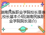 湖南民族职业学院校长是谁,校长基本介绍(湖南民族职业学院院长简介)