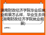 湖南财政经济学院毕业后就业前景怎么样，毕业生去向(湖南财政经济学院就业前景)