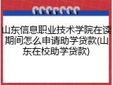 山东信息职业技术学院在读期间怎么申请助学贷款(山东在校助学贷款)