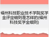 福州科技职业技术学院奖学金评定细则是怎样的(福州科技奖学金细则)