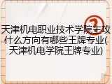 天津机电职业技术学院主攻什么方向有哪些王牌专业(天津机电学院王牌专业)