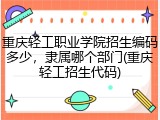 重庆轻工职业学院招生编码多少，隶属哪个部门(重庆轻工招生代码)