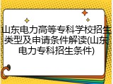 山东电力高等专科学校招生类型及申请条件解读(山东电力专科招生条件)