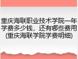 重庆海联职业技术学院一年学费多少钱，还有哪些费用(重庆海联学院学费明细)