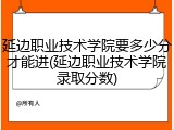 延边职业技术学院要多少分才能进(延边职业技术学院录取分数)