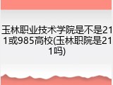 玉林职业技术学院是不是211或985高校(玉林职院是211吗)