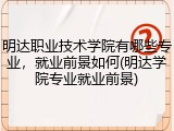 明达职业技术学院有哪些专业，就业前景如何(明达学院专业就业前景)