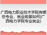 广西电力职业技术学院有哪些专业，就业前景如何(广西电力学院专业就业)