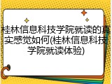 桂林信息科技学院就读的真实感觉如何(桂林信息科技学院就读体验)