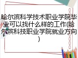 哈尔滨科学技术职业学院毕业可以找什么样的工作(哈尔滨科技职业学院就业方向)