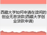 西藏大学如何申请在读间的创业无息贷款(西藏大学创业贷款申请)