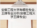 安徽工程大学有哪些专业，王牌专业分析(安徽工程大学王牌专业)