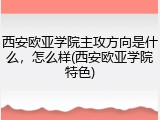 西安欧亚学院主攻方向是什么，怎么样(西安欧亚学院特色)