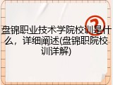 盘锦职业技术学院校训是什么，详细阐述(盘锦职院校训详解)