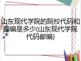 山东现代学院的院校代码和邮编是多少(山东现代学院代码邮编)