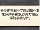 长沙南方职业学院到毕业要花多少学费(长沙南方职业学院学费总计)