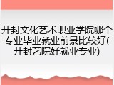 开封文化艺术职业学院哪个专业毕业就业前景比较好(开封艺院好就业专业)