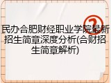 民办合肥财经职业学院最新招生简章深度分析(合财招生简章解析)