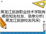 黑龙江旅游职业技术学院有哪些知名校友，简单分析(黑龙江旅游校友风采)