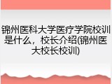 锦州医科大学医疗学院校训是什么，校长介绍(锦州医大校长校训)