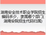 湖南安全技术职业学院招生编码多少，隶属哪个部门(湖南安院招生代码归属)