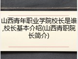 山西青年职业学院校长是谁,校长基本介绍(山西青职院长简介)