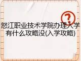 怒江职业技术学院办理入学有什么攻略没(入学攻略)