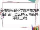 云南新兴职业学院主攻方向是什么，怎么样(云南新兴学院主攻)
