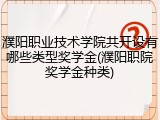 濮阳职业技术学院共开设有哪些类型奖学金(濮阳职院奖学金种类)