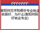 衡阳师范学院哪些专业就业前景好，为什么(衡阳师院好就业专业)