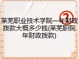 莱芜职业技术学院一年财政拨款大概多少钱(莱芜职院年财政拨款)