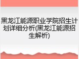 黑龙江能源职业学院招生计划详细分析(黑龙江能源招生解析)