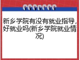 新乡学院有没有就业指导，好就业吗(新乡学院就业情况)