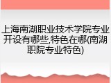 上海南湖职业技术学院专业开设有哪些,特色在哪(南湖职院专业特色)